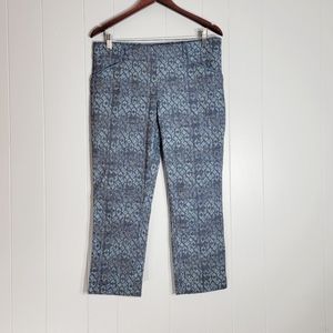 Anthropologie Cartonnier Charlie Trouser Blue and White Geometric Print Pants 10